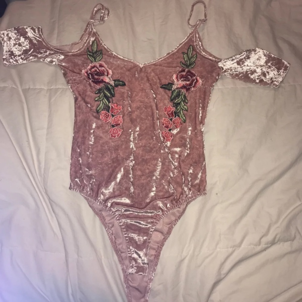 Beautiful Pink Bodysuit With Roses